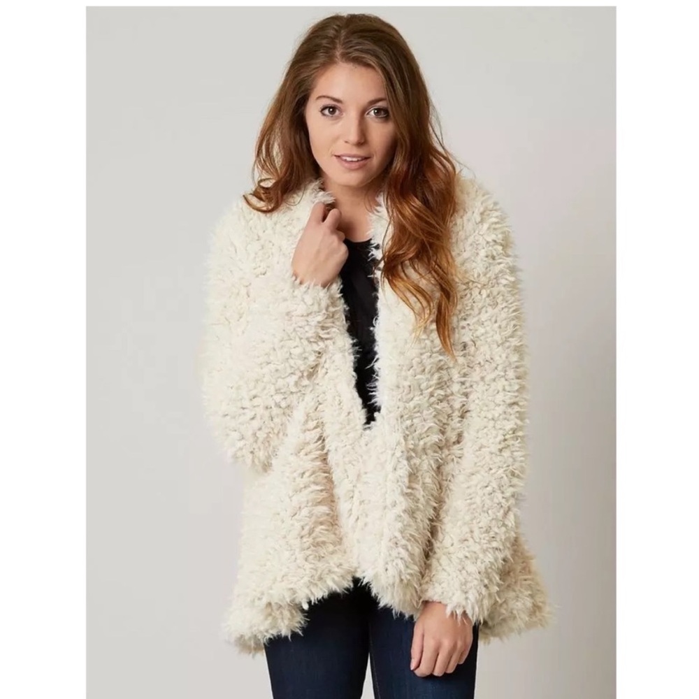 Free people white fuzzy jacket